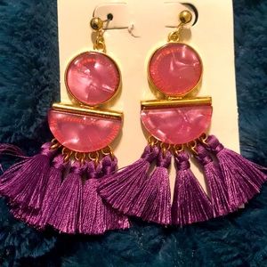 Purple and Lilac Rhinestone fringe earrings